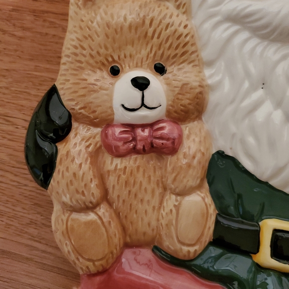 Santa Claus Christmas Platter Ceramic Hand Decorated - Picture 4 of 8